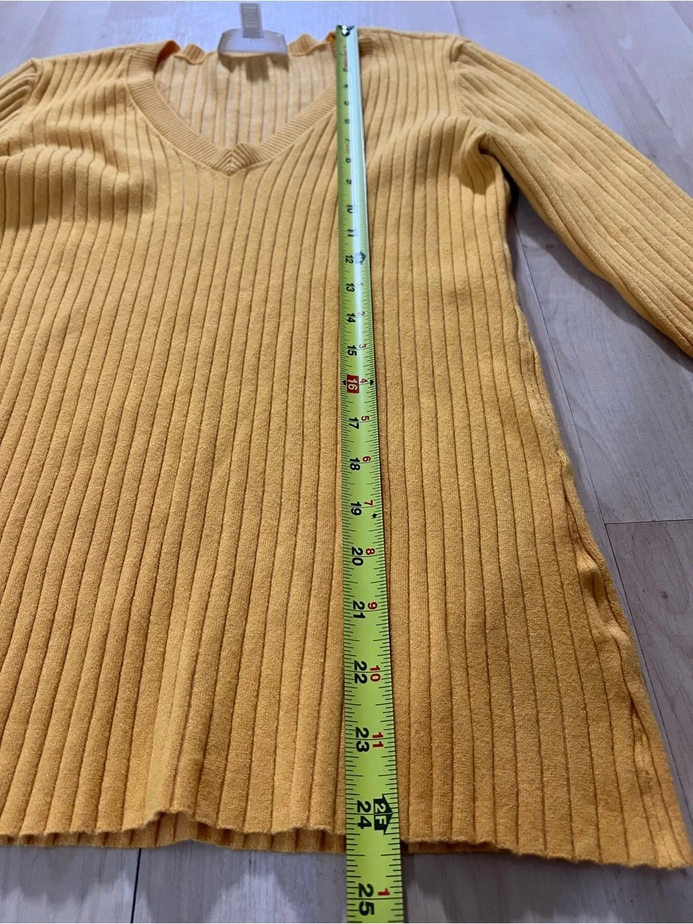 Michael Kors Ribbed Bell Sleeve Sweater Womens Medium Yellow V-Neck Knit Top